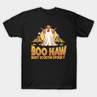 Boo Haw Retro Western Halloween Vintage Ghost Funny Cute T-Shirt